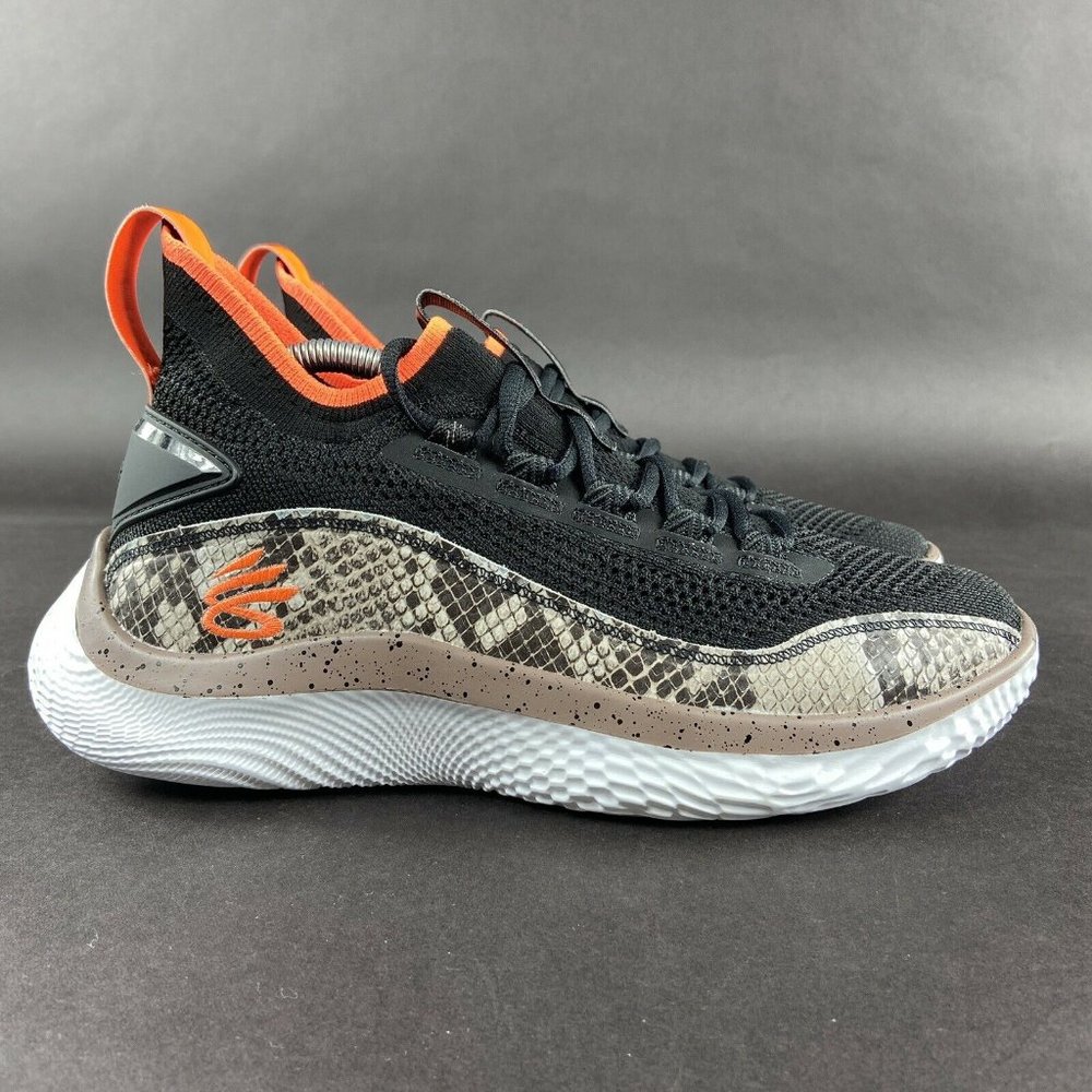 Under Armour Men's Curry 8 Flow Snake Black White Shoes 3024429-005 Sizes 8-8.5